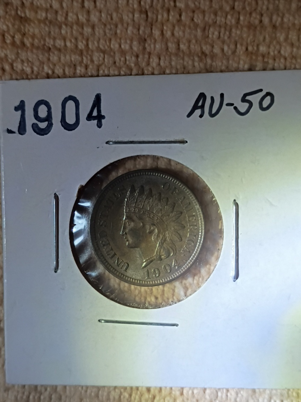 1904 AU-50 Indian Head Penny - Picture 3 of 4